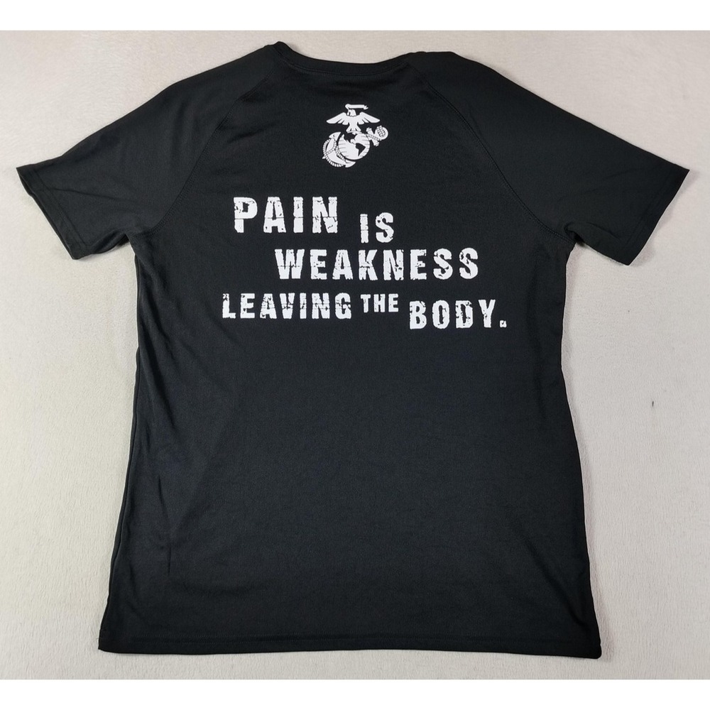 Marines Shirt Mens Large Black Pain Is Weakness USMC Tee Athletic Training